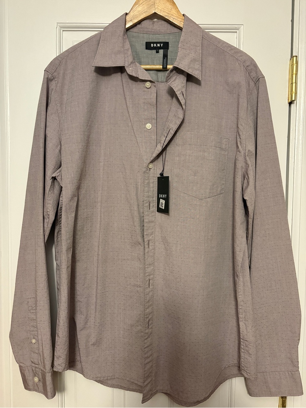 DKNY Men's Long-Sleeve Button-Up Shirt in Dusty Mauve